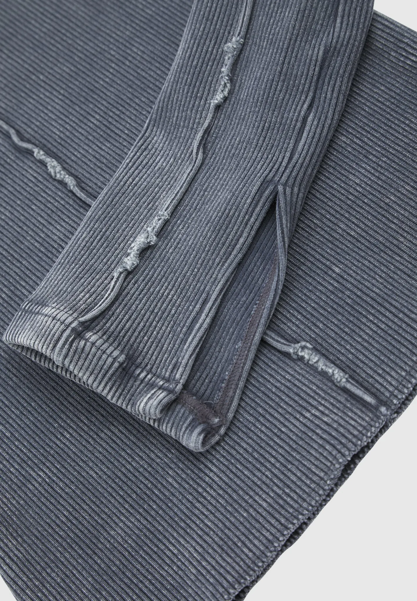 Ribbed Long Sleeve Top - Washed Blue