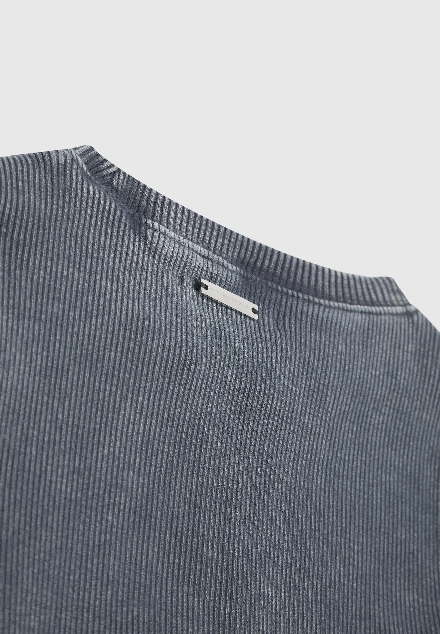 Ribbed Long Sleeve Top - Washed Blue
