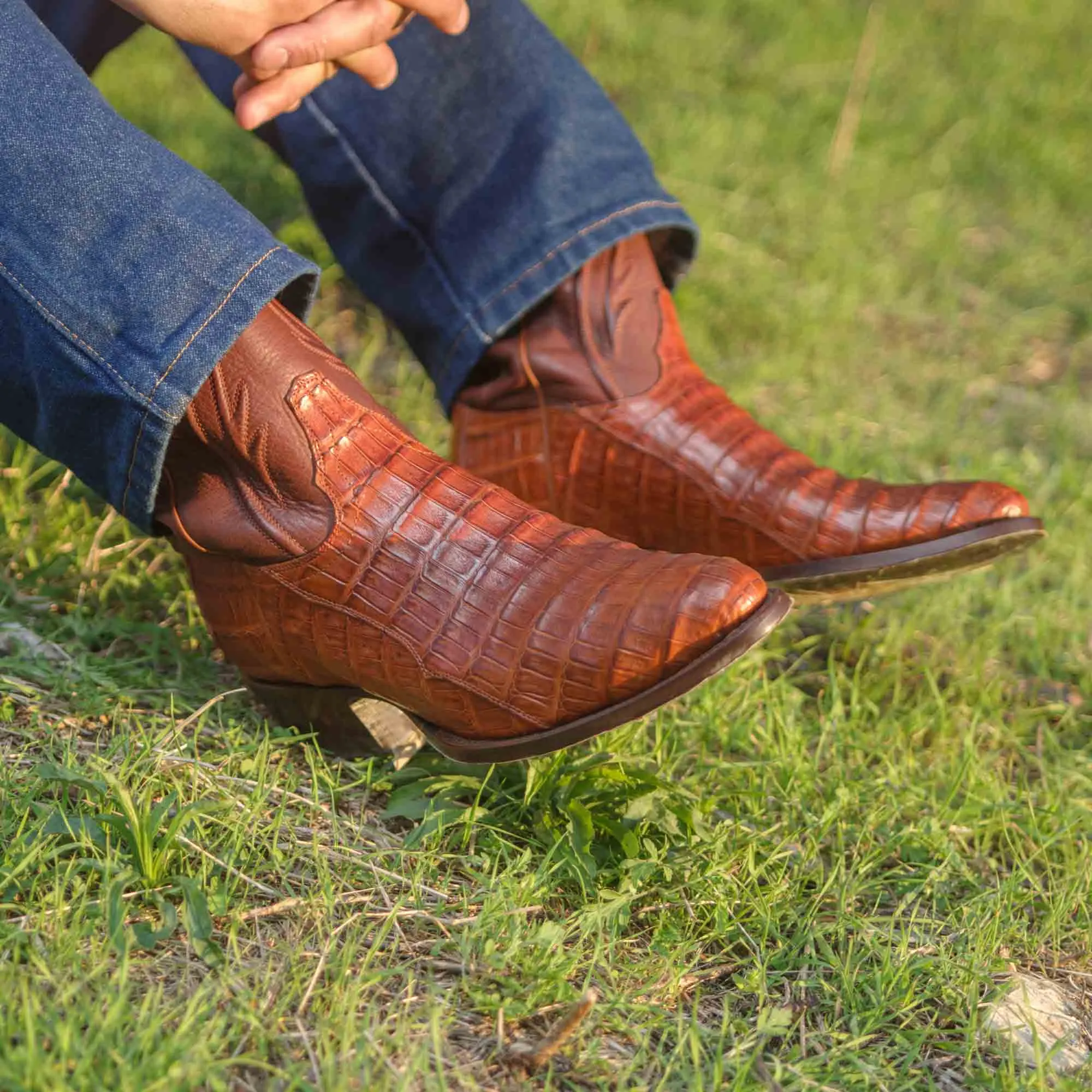 Rujo Boots Men's The Blake Caramel Caiman Tail Boots