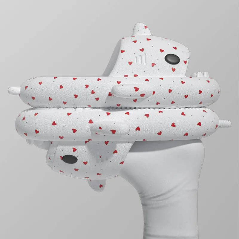 Shark Slippers Heart Print Shoes