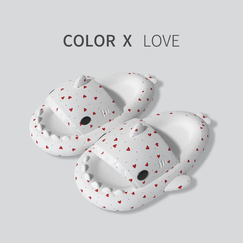 Shark Slippers Heart Print Shoes