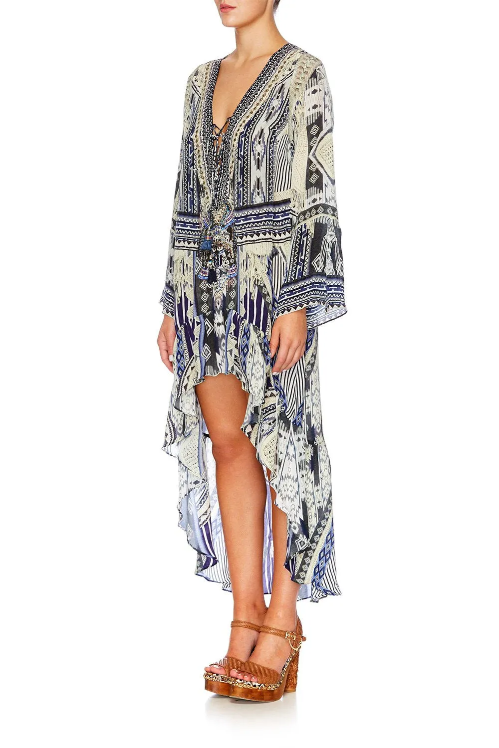 SHORT DRESS WITH HIGH LOW HEM TIE THE KNOT
