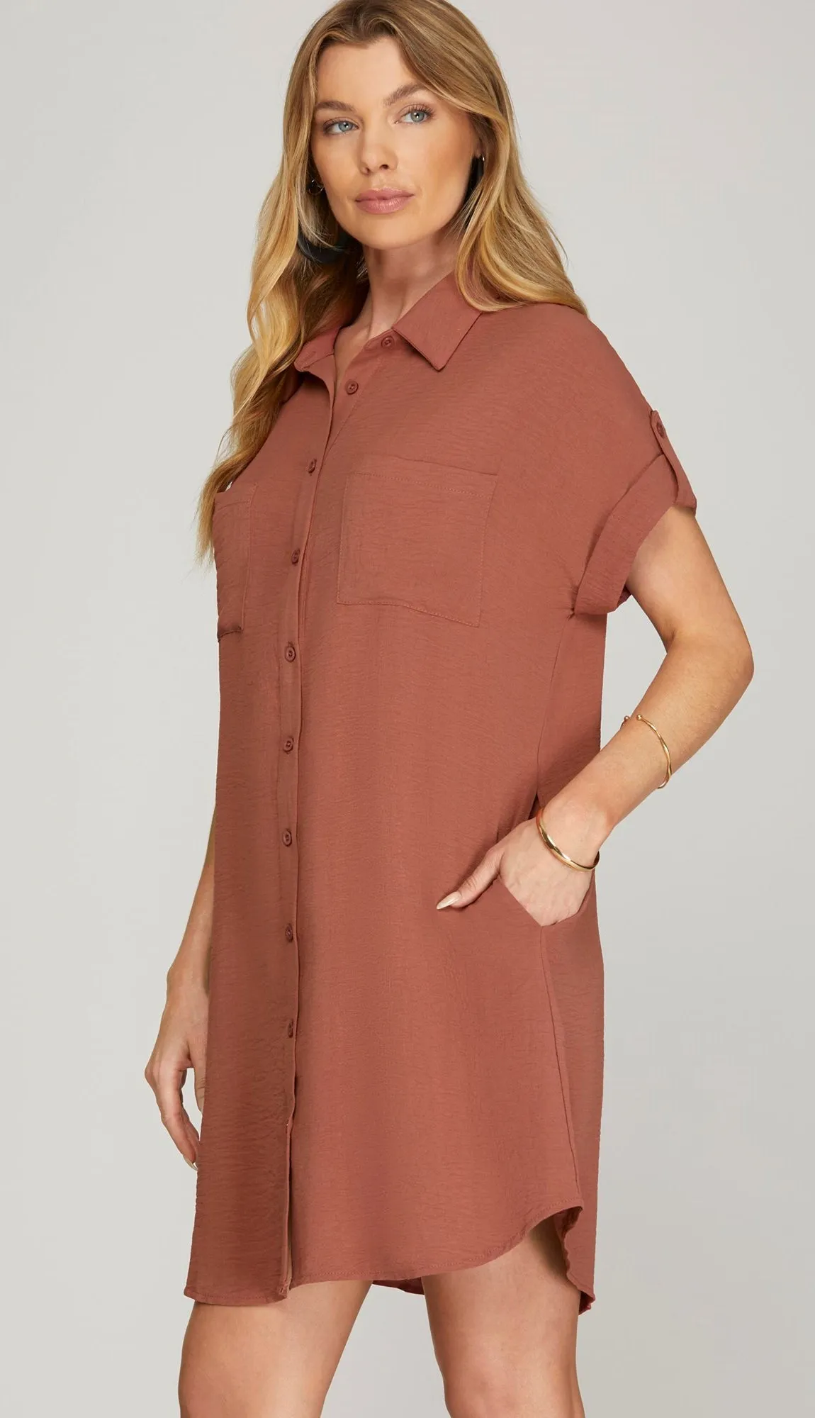 So Good Button Up Shirt Dress- Olive