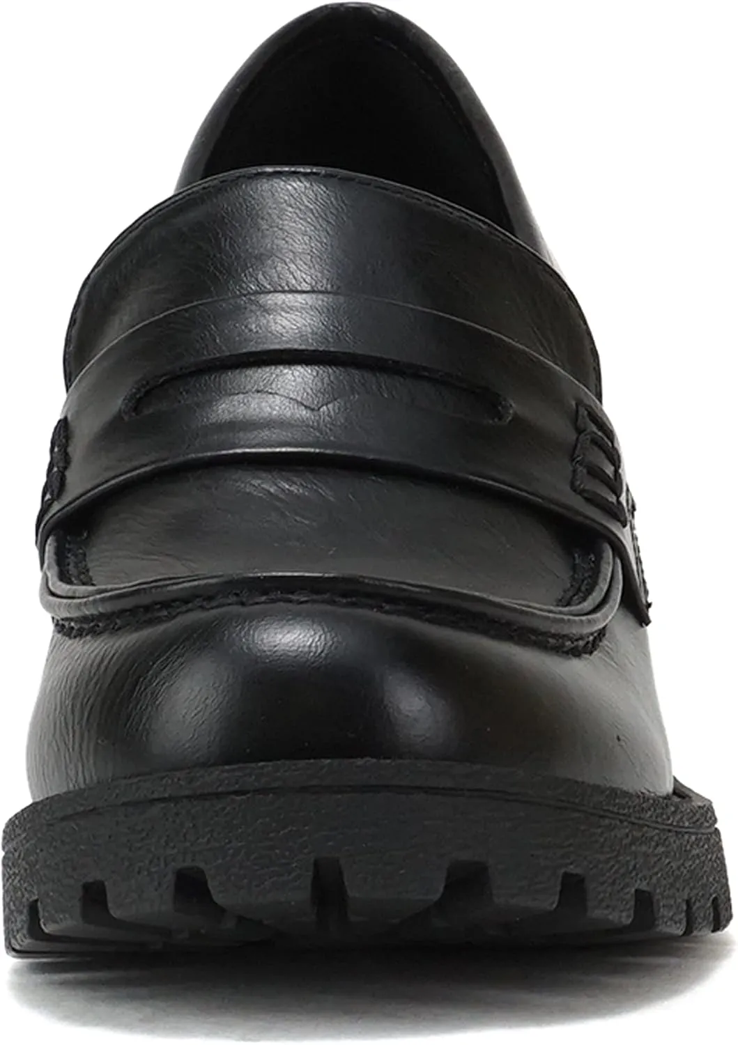 Soda Kinder ~ Women Slip On Chunky Mid Heel Lug Sole Penny Loafer Shoe