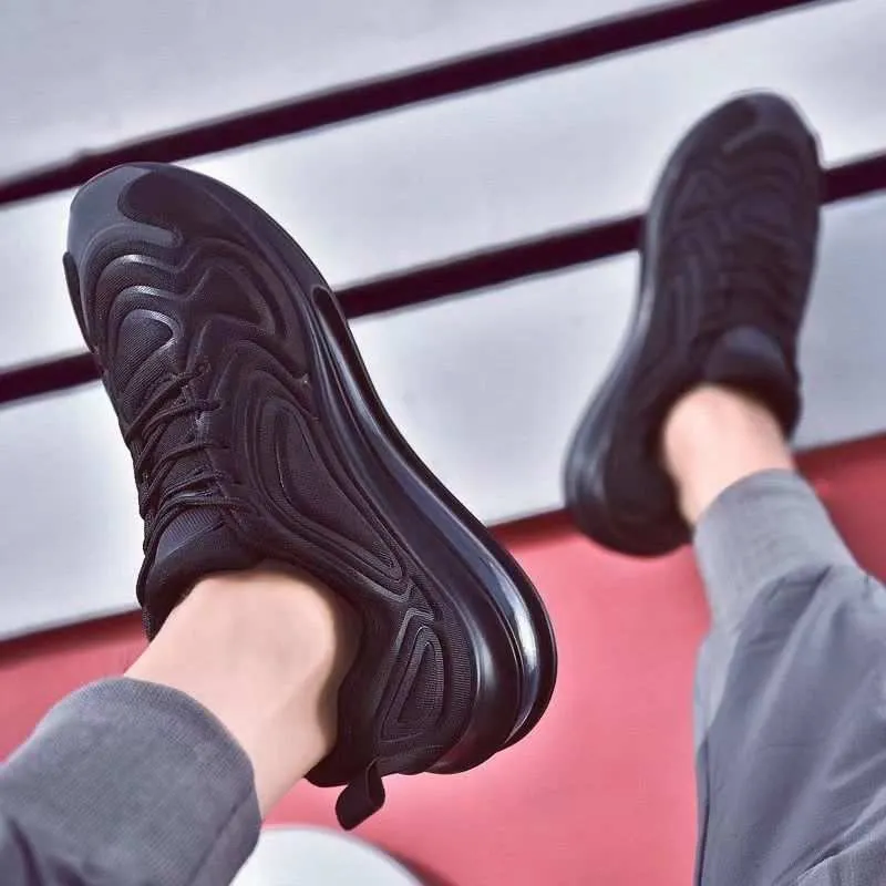 Stylish Casual Air Cushion Black Sneakers (Men)