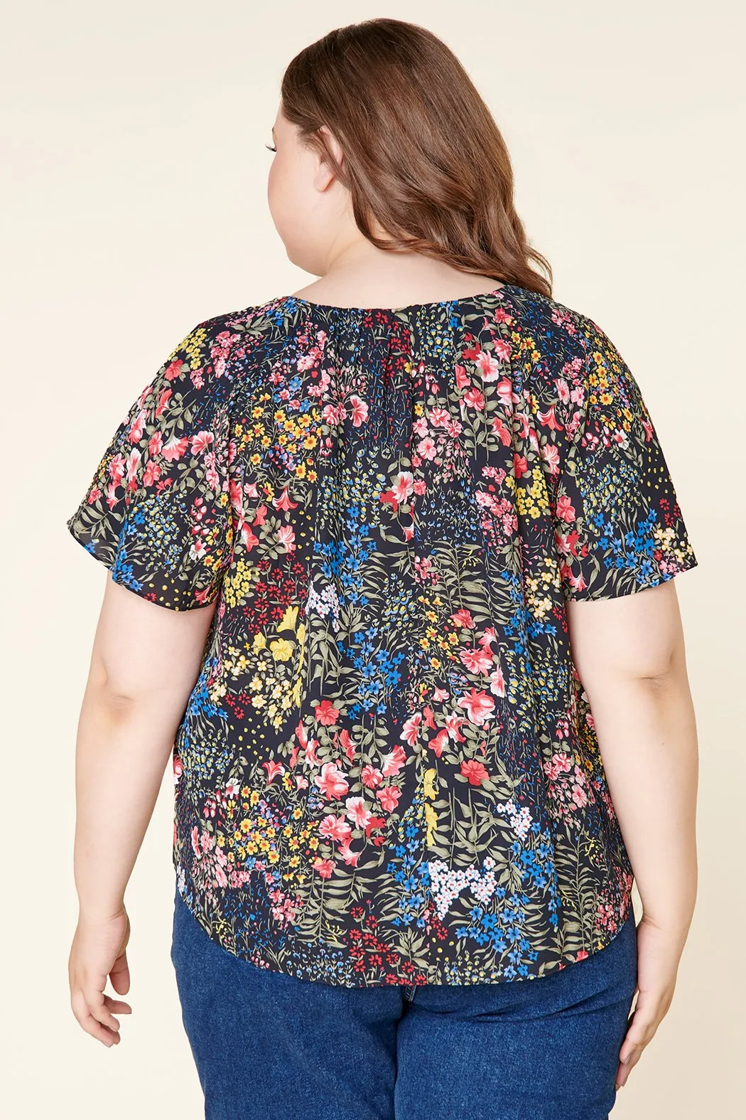 With Grace Floral Flouncy Bell Sleeve Top Curve