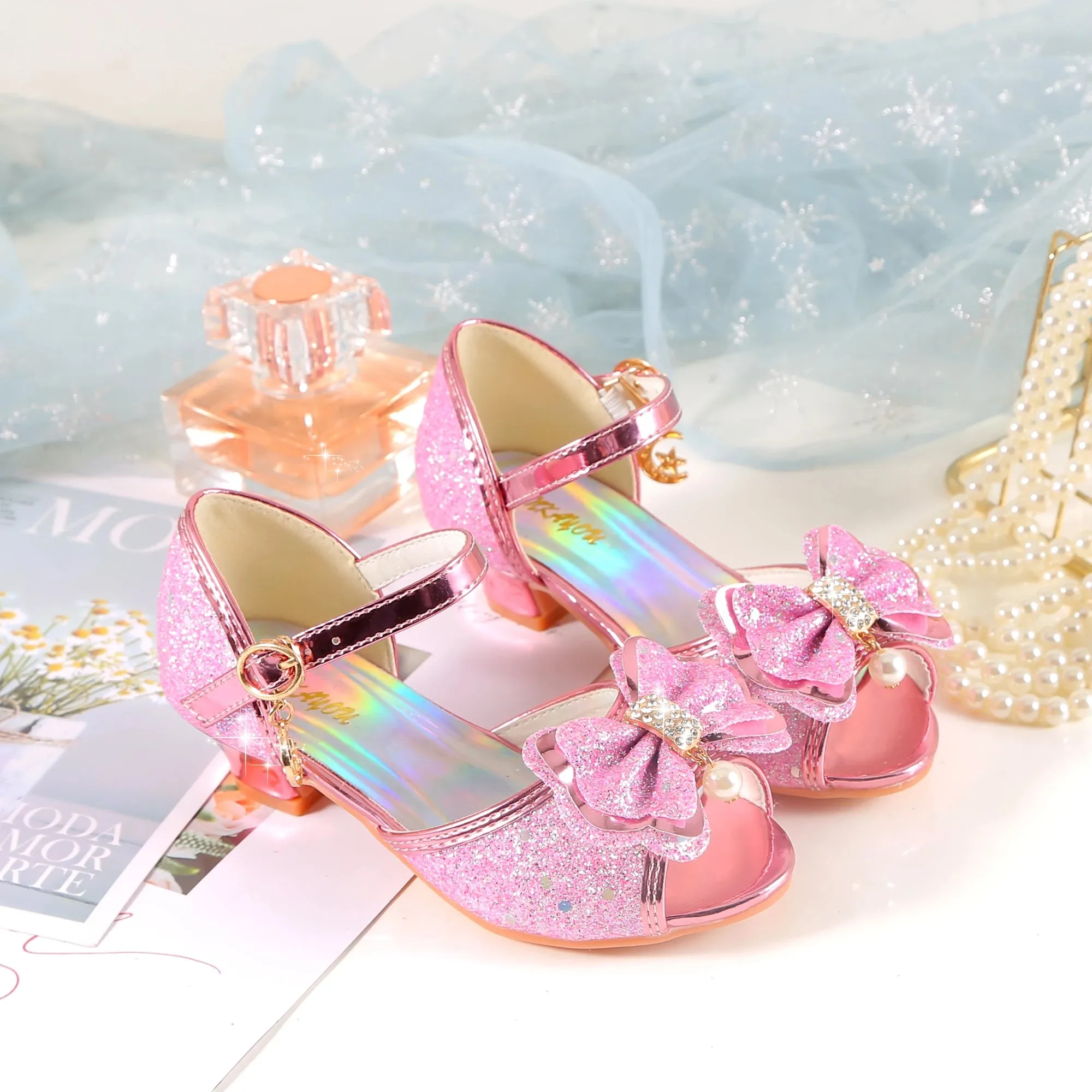 YUNICUS Children Shoes Leather Shoes Princess Shoes round-Toe